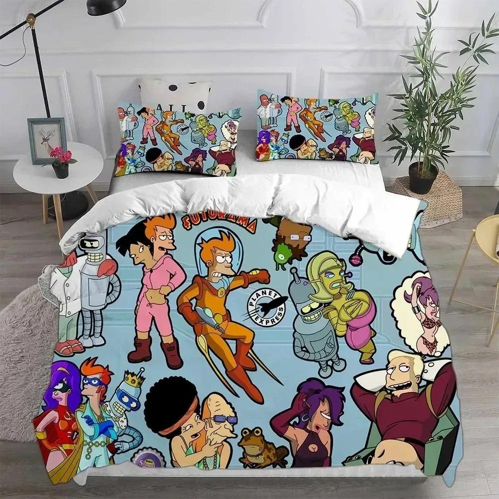 Cartoon Futurama Duvet Cover Pillowcase Bedding Set Adult Boy Girl Bedroom Decoration Children Single Double Large Size