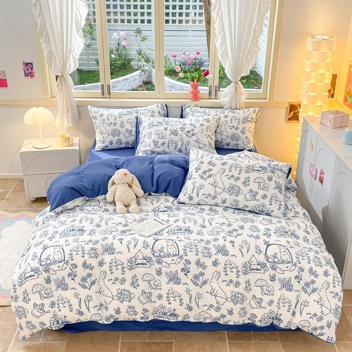 Class A Maternal And Infant Grade Washed Cotton Double-Layer Yarn4-Pcs Set Bed Hat Student Bed 3-Pcs Set Bed Sheet Quilt Cover Quilt Cover