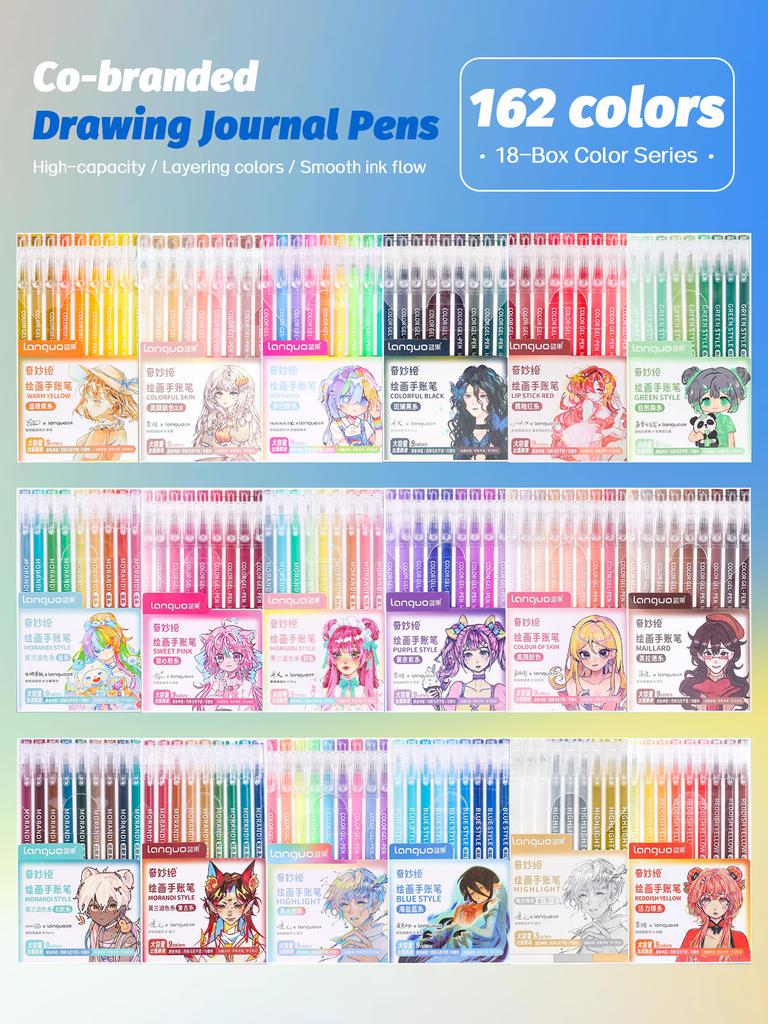 6/9pcs Set Languo Morandi Gel Pens 0.5mm Kawaii Pastel Set for Students Diary Scrapbook Painting & Drawing Pen School Supplies