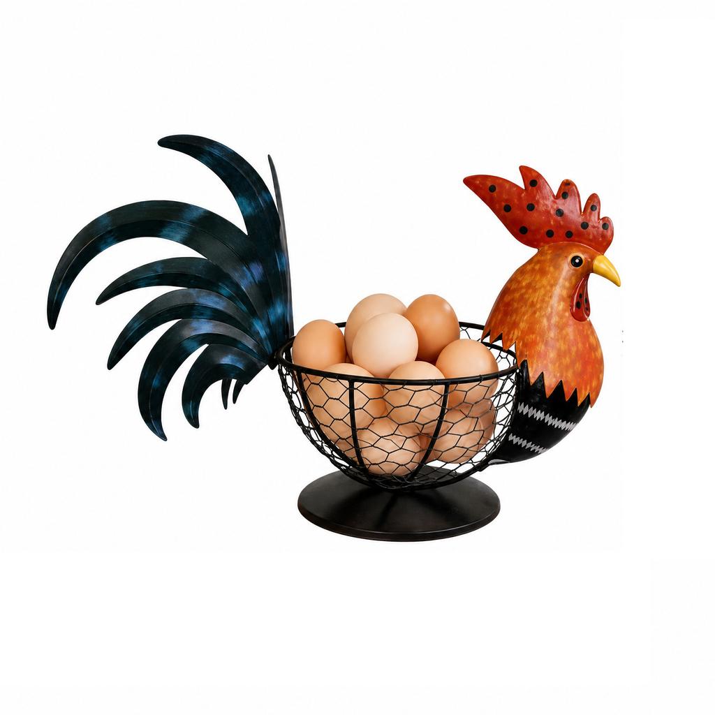 Vintage Egg Basket with Hen Design - Kitchen Storage for Garlic Snacks - Decorative Counter