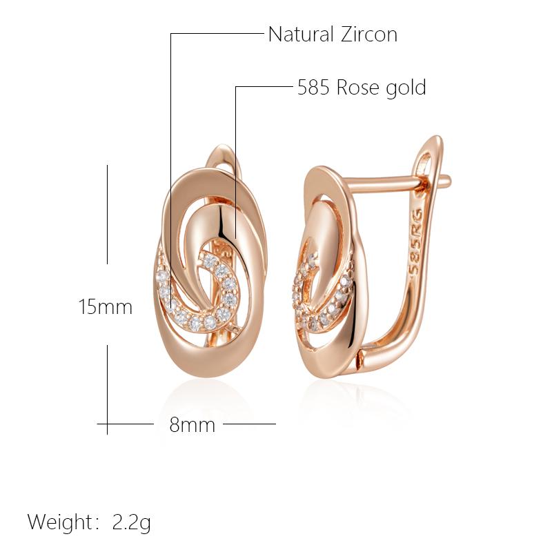 New  Rose Gold Color Drop Earrings For Girl Fashion Natural Zircon Accessories Child Gifts High Quality Daily Jewelry