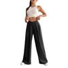 High Waisted Women's Straight Leg Pants Casual Solid Color Wide Leg Pants With Side Zipper