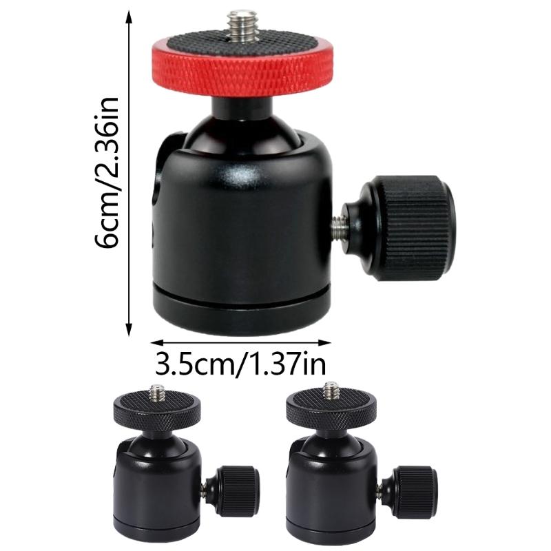 Round Head Tripod Head with 1/4" 3/8'' Hot Shoe 360 Rotatable Round Head Camera Mount Adapter Ballhead for Tripods
