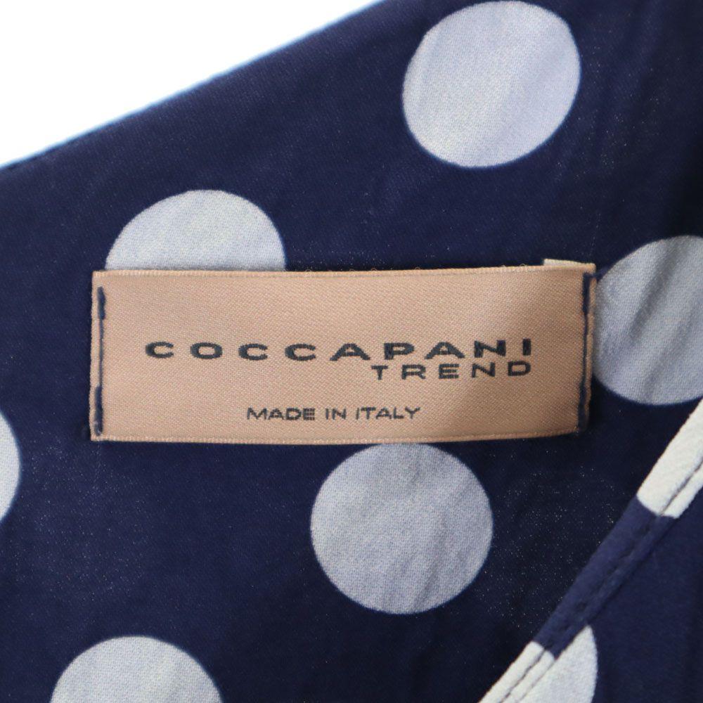 Coccapani Made In Italy Dot Pattern No Sleeve Knee-length Dress L Navy Women Used