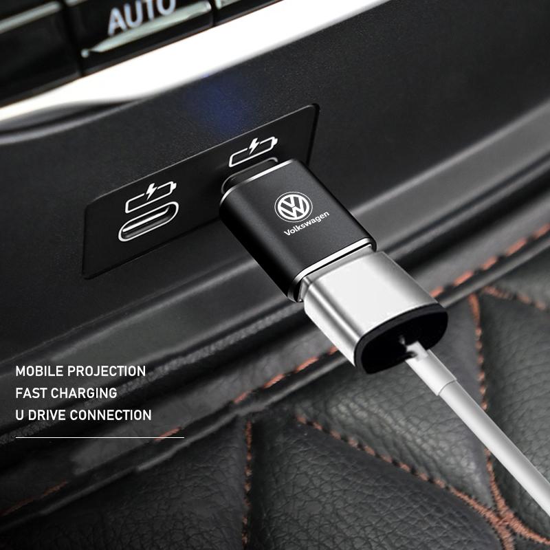 USB Type-C Adapter Flash Drive Reader Car Interior Accessories For VW Atlas Jetta Touareg Variant Golf Polo GTI Taos Nivus Passa RM4