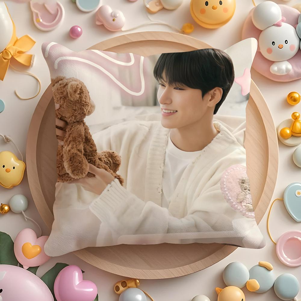 Kpop AAteez CChoi San Cushion Cover Plush Fabric Soft DoubleSided Printed Sofa Warm Winter Home Gift Pillow Cover