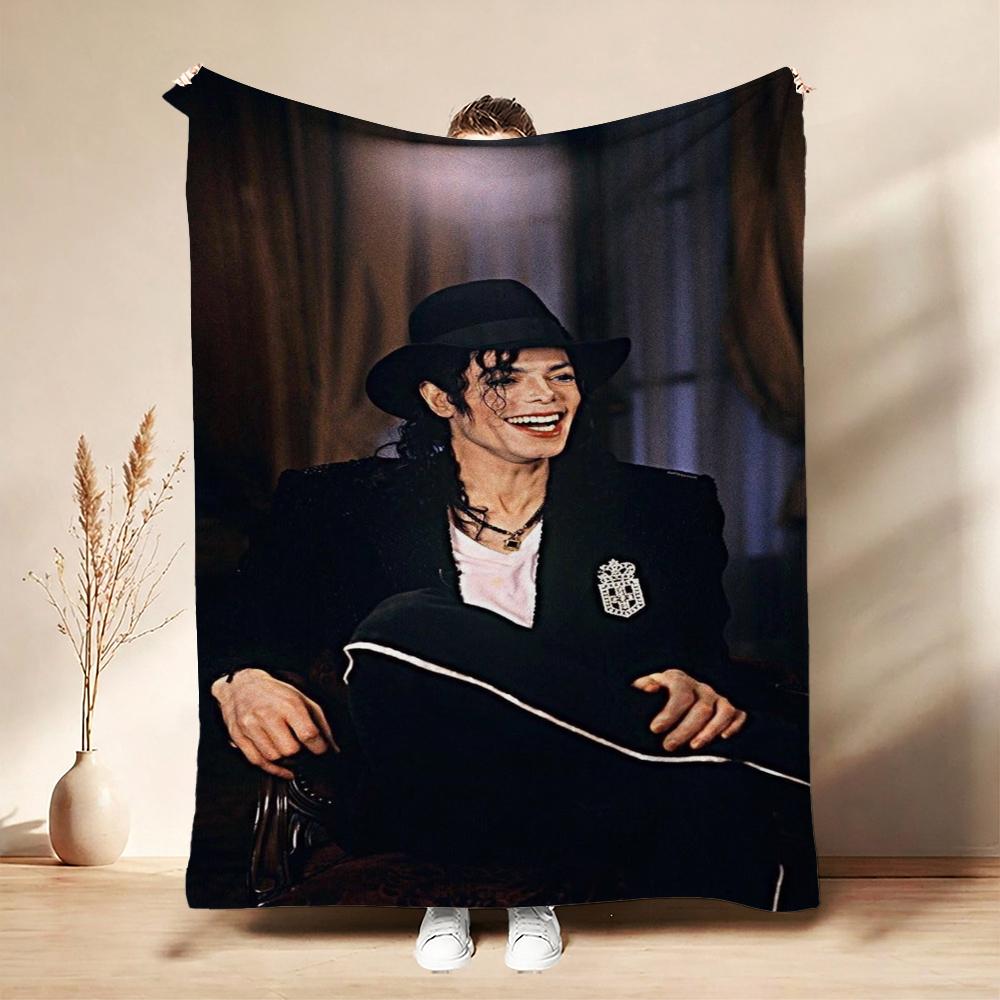 Michael Jackson Pop Printed Flannel Blanket Cozy Comfortable Fleece Blanket For Office Sofa Home Decor Memorial Gift