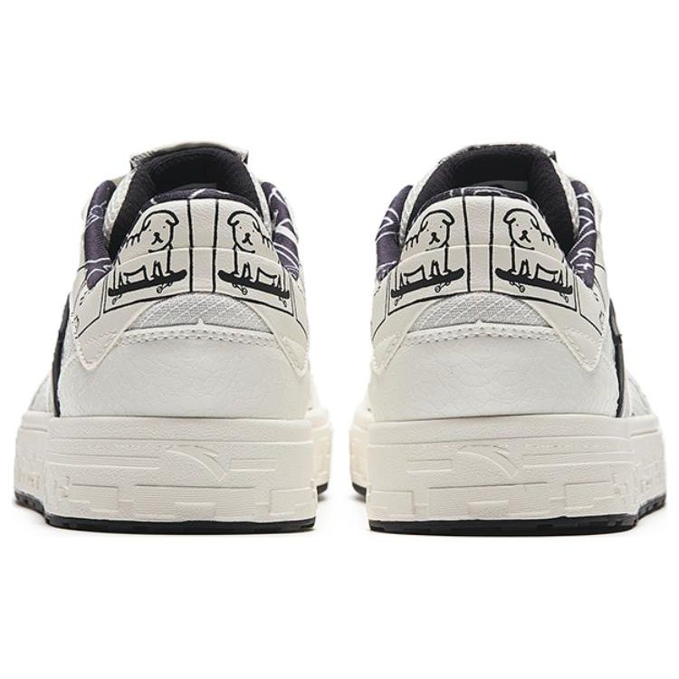 Anta Žemo profilio riedlenčių batai su tekstile ir pilno grūdo oda Vyriški sportbačiai Juodi Balti 112338053-4