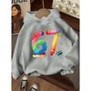 Regenbogen-Buntstift-Stitching 67 Digitaldruck Kapuzenpullover Vierfarbig Kindlich Lässig Langarm Pullover für Jungen und Mädchen