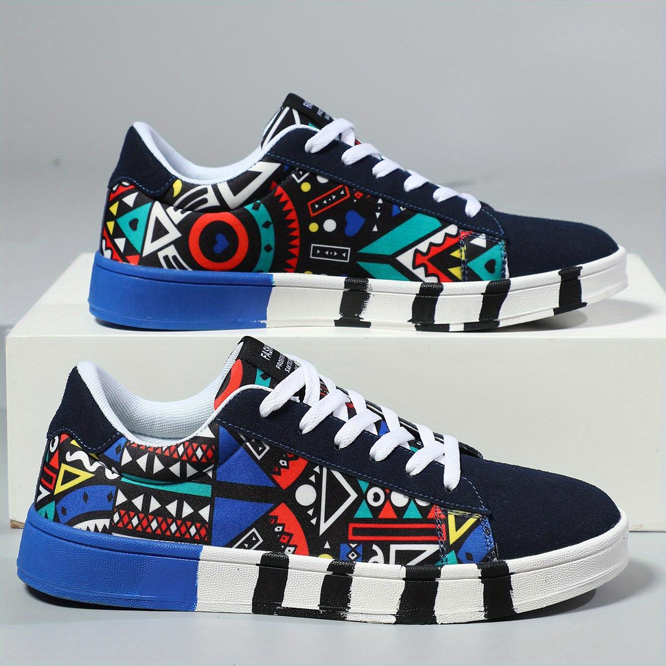 

Модные мужские туфли для скейтбординга в стиле граффити — легкие, дышащие, противоскользящие и удобные кроссовки на подошве на платформе 44 синий