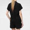 Puma SS21 Women's Solid Color Zip-Up Drawstring Romper Shorts Black