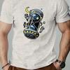 Men Space Timer Graphic T-Shirt Vibrant Yellow Casual Short Sleeve Tee with Astronaut  Planet Design Top