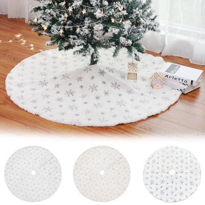 Rund Snöflinga Broderi Täck Julgranskjol Jul Golvmatta Dekor