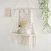 DIY Handgemachte Quaste Makramee Wandteppich Hängen Regal Boho Baumwolle Seil Gewebt Pflanzen Aufhänger Holz Schwimmende Regal Wand Dekor