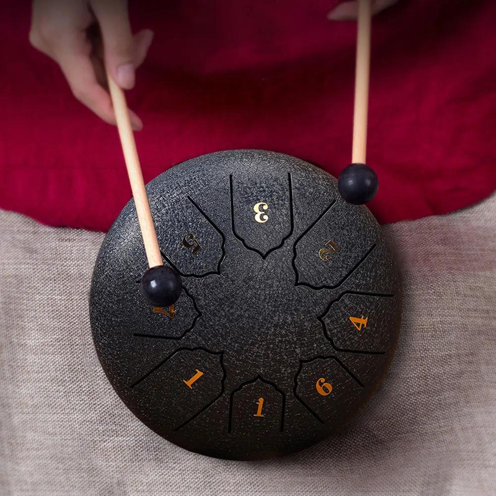 6 Inch 8 Notes Steel Tongue Drum Percussion Instrument Balmy Drum with Bag Drumsticks Mallet Handpan Drum for Meditation Yoga
