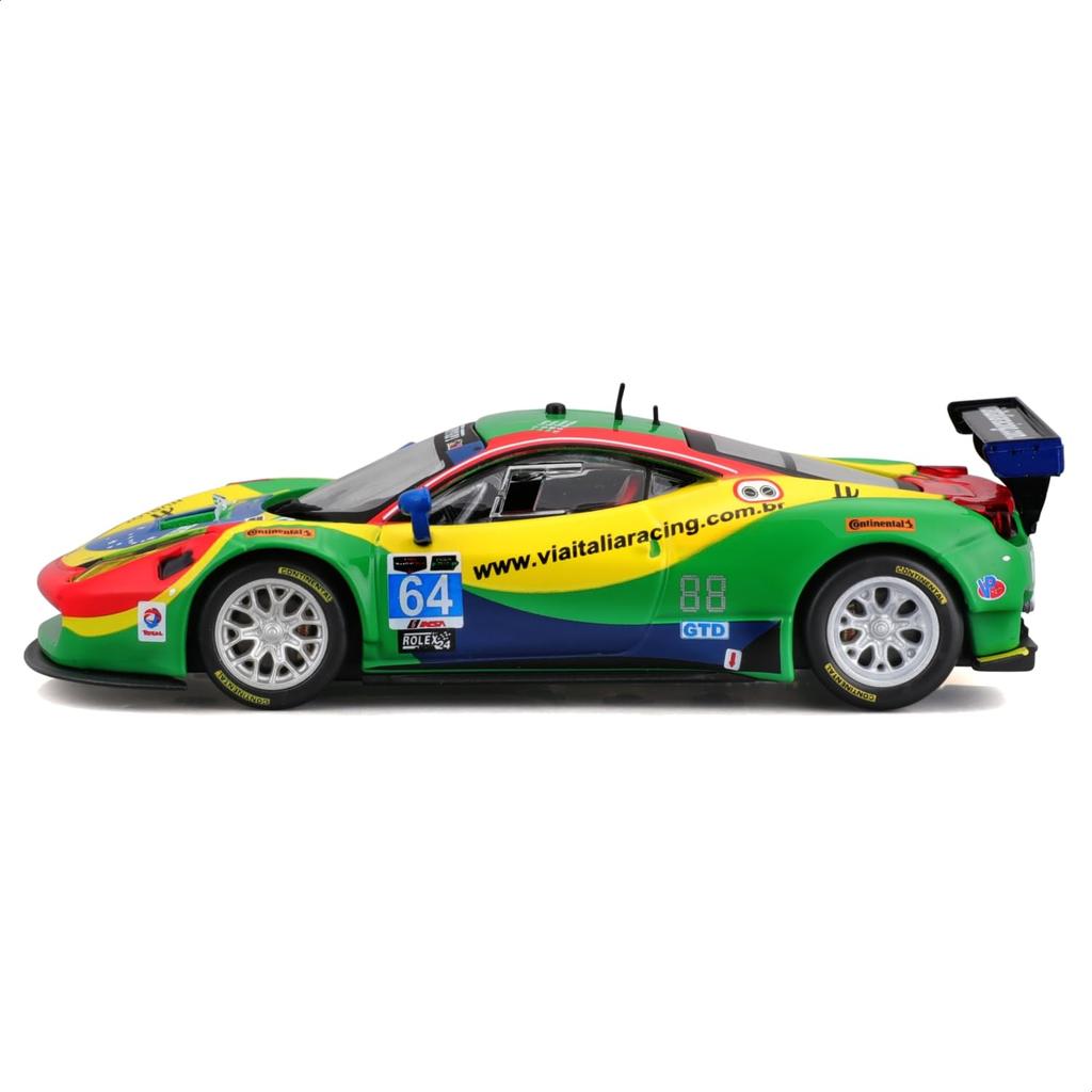 Bburago Scale Ferrari 458 Italia GT3 2015 Green Race Sports Car Diecast Model Car Finished Product 1/43 #64 / 18-36305