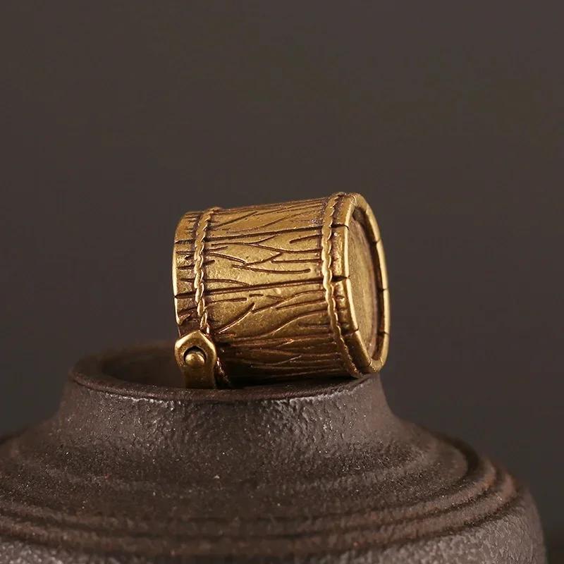 Small Crafts Mini Vintage Copper Bucket Lucky Keychain Hanging Copper Tote Bucket Car Chain Ring Lucky Keychain Home Decoration