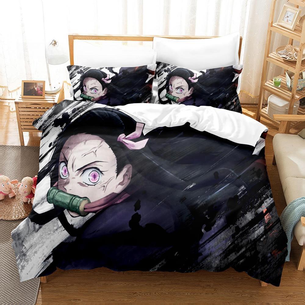 Fashion Anime Demon Slayer Bedding Collection Single Twin Full Queen King Size Bed Collection Adult Kid Bedroom Duvet Cover Collection Home Textiles