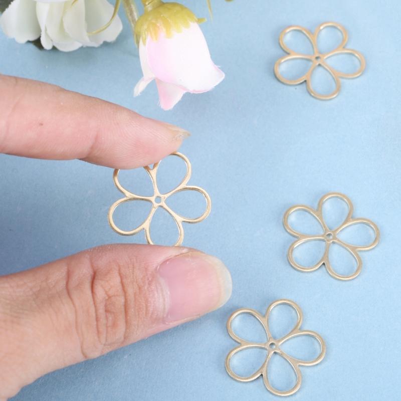 Pack of 10/20 Floral Jewelry Hollow Petal Pendants Small Flower Necklace Bracelet Supplies Alloy Material for Bracelet