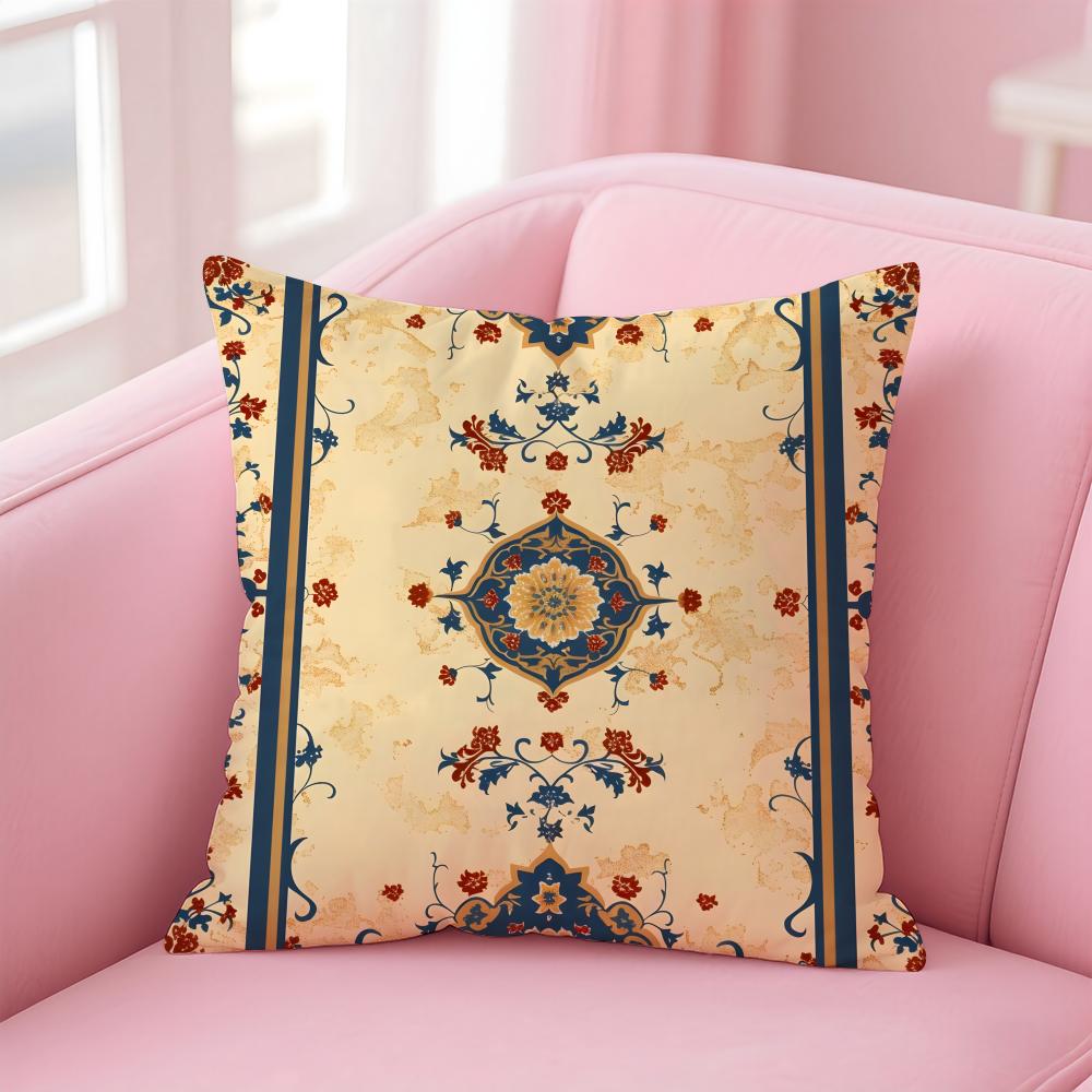 Fashion Colorful Chinese Ethnic Pattern Designs Cushion Cover Pillowcase Short Plush Invisible Zipper Room Sofa Cushion Cover
