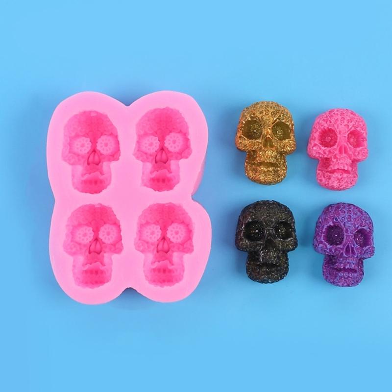 Halloween Skull Silicone Mold 3D Fondant Mold DIY Resin Ornament Mold Nonstick