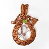 92.6 Ct Certified Natural White Sapphire Copper Wire Wrapped Oval Cut Pendant