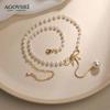 Japan and Korea bow pearl necklace women's pendant light luxury niche design sense new fairy collarbone chain