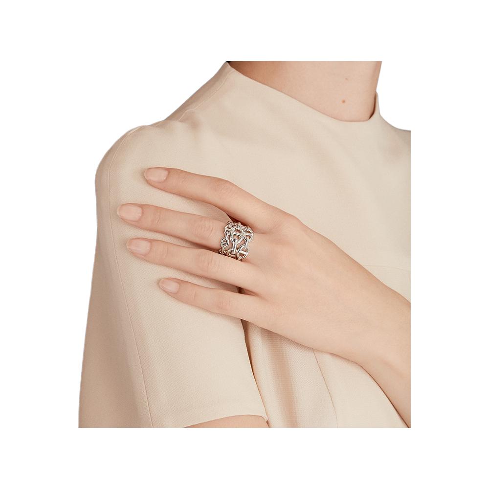 Hermes Chaine DAncre Open Chain Ring Women Ring Silver H109506B-000
