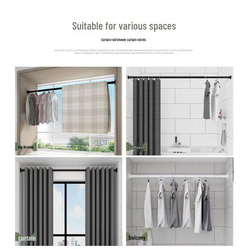 Telescopic No-Drill Retractable Rod for Clothes Drying & Shower Curtains