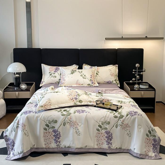 Piumone Estivo Sottile 4 pezzi Tessili per la Casa Lusso Leggero Coperta Estiva Fresca Taglia Queen Piumone per Aria Condizionata Set Lenzuolo Federe