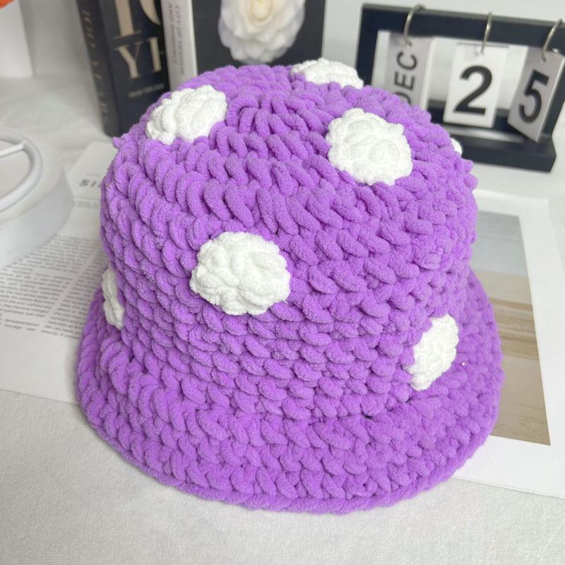 Charming Cartoon Crochet Mushroom Beanie - Cozy, Thick Knit Fisherman Hat for Autumn and Winter.