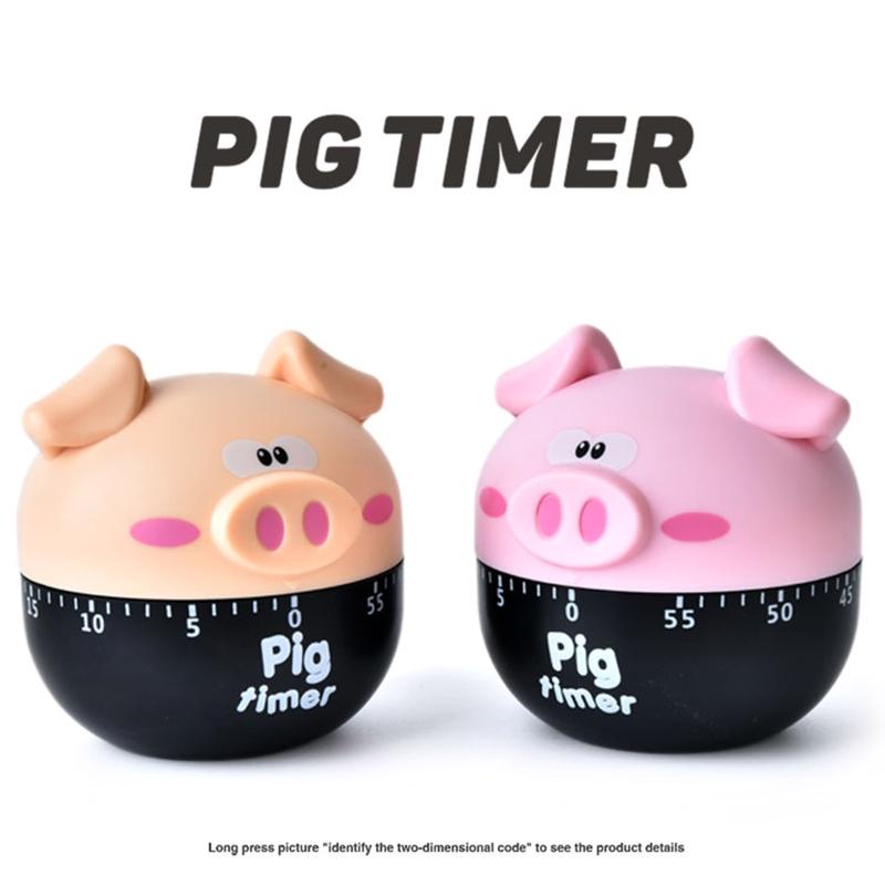 Cute Pig Shape Kitchen Mechanical Timer Kids for Time Management Reminder Novelty Manual Cooking Timer 60 Minute Countdo