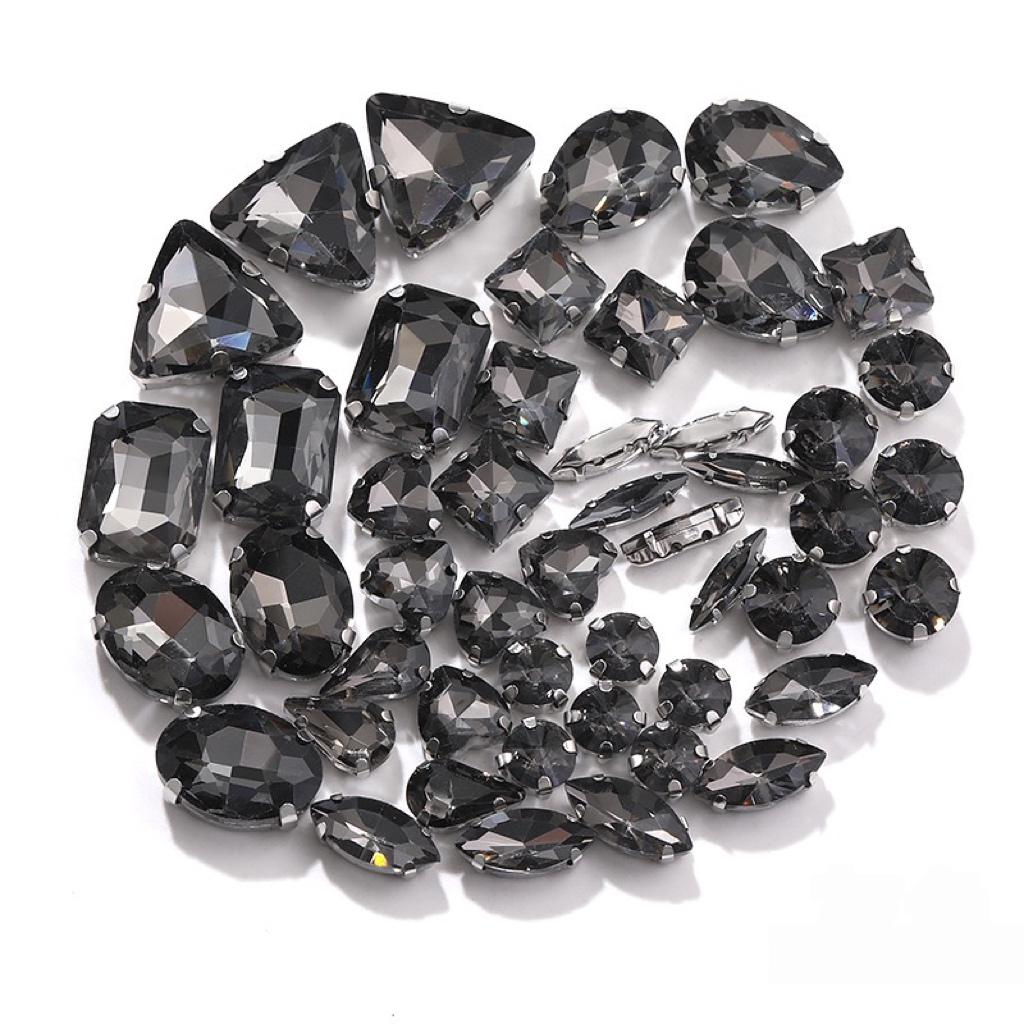 Factory Hot Sale Rhinestones Popular Colors Mix Shapes Sew On Rhinestones Claw Glass Rhinestones for Wedding Dress