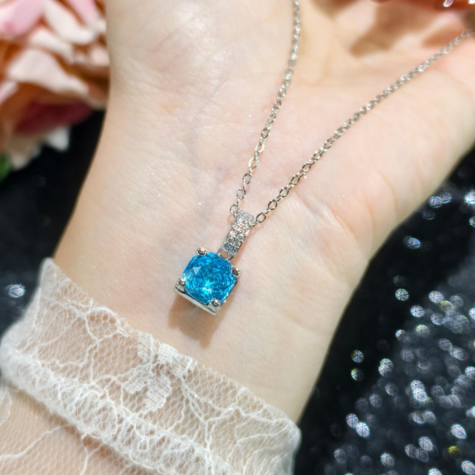 2026 Rose Cut Sea Blue Octagon Flash Diamond Necklace Pendant Open Ring Stud Earrings Bracelet