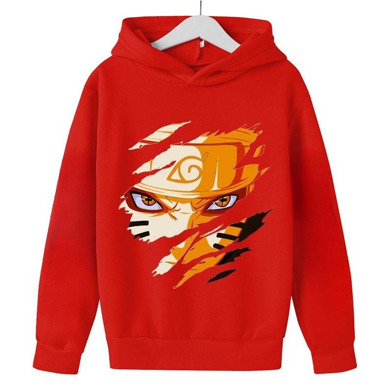 2025 New Naruto Print Children's Sports Hoodie, Autumn and Winter Boys' and Girls' Outdoor Warm Sweater Sweatshirt