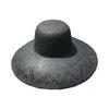 French Retro Hepburn Black Big Brim Hollow Woven Basin Hat Top Hat Women'S Summer Sunshade Sunscreen Vacation Beach Straw Hat