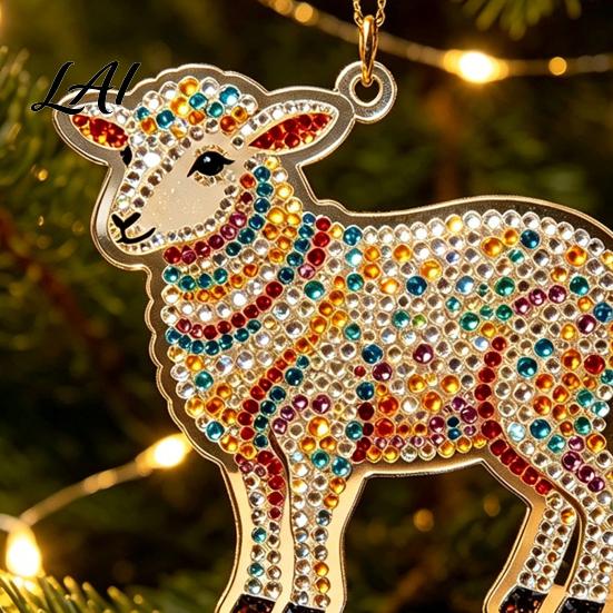 Acrylic Ornament for Restaurant 2PCS Christmas Goat Hanging Ornaments Decorative 2D Tree Birthday Party Decor Pendants Lightweight Festive Ornaments