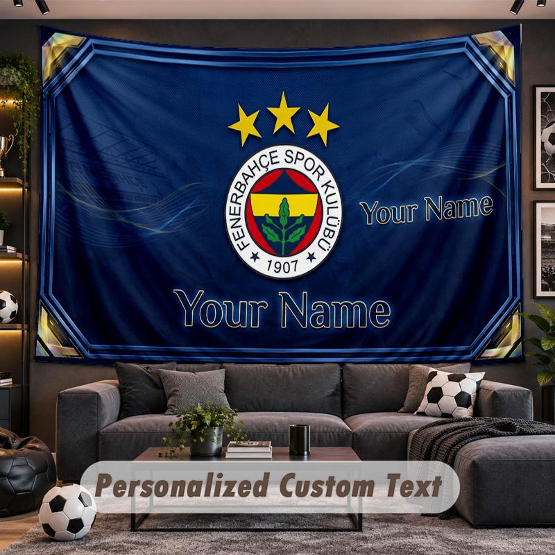 Fenerbahçe FC Personalized Tapestry Support Custom Name, Wall Art Home Decoration