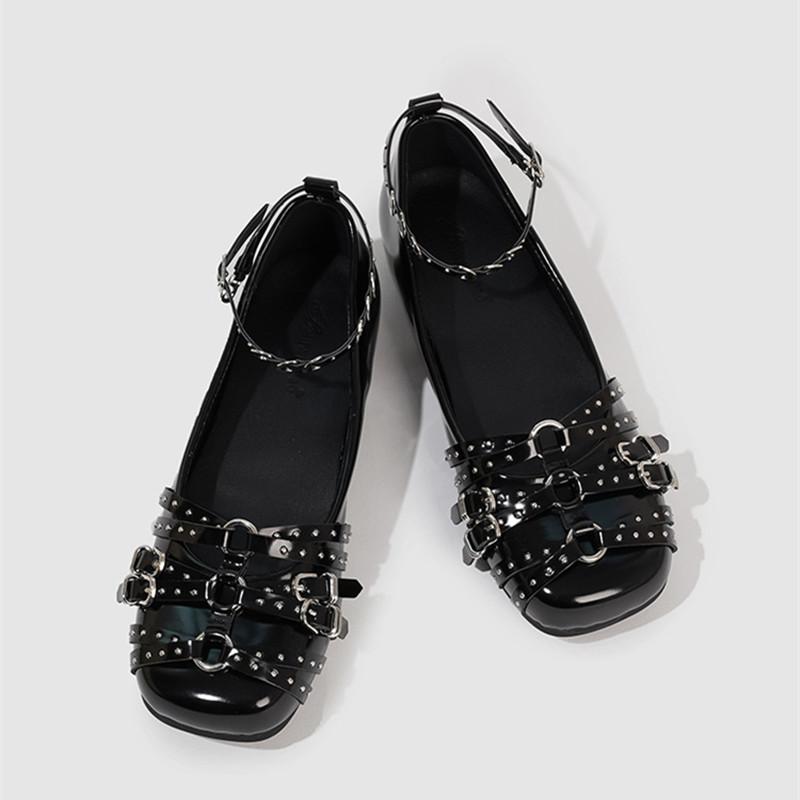 

2025 Новые дизайнерские лаковые балетки с пряжкой-рекой, женские, удобные, с мягкой подошвой, Мэри Джейн, обувь для танцев для девочек 40 чёрный