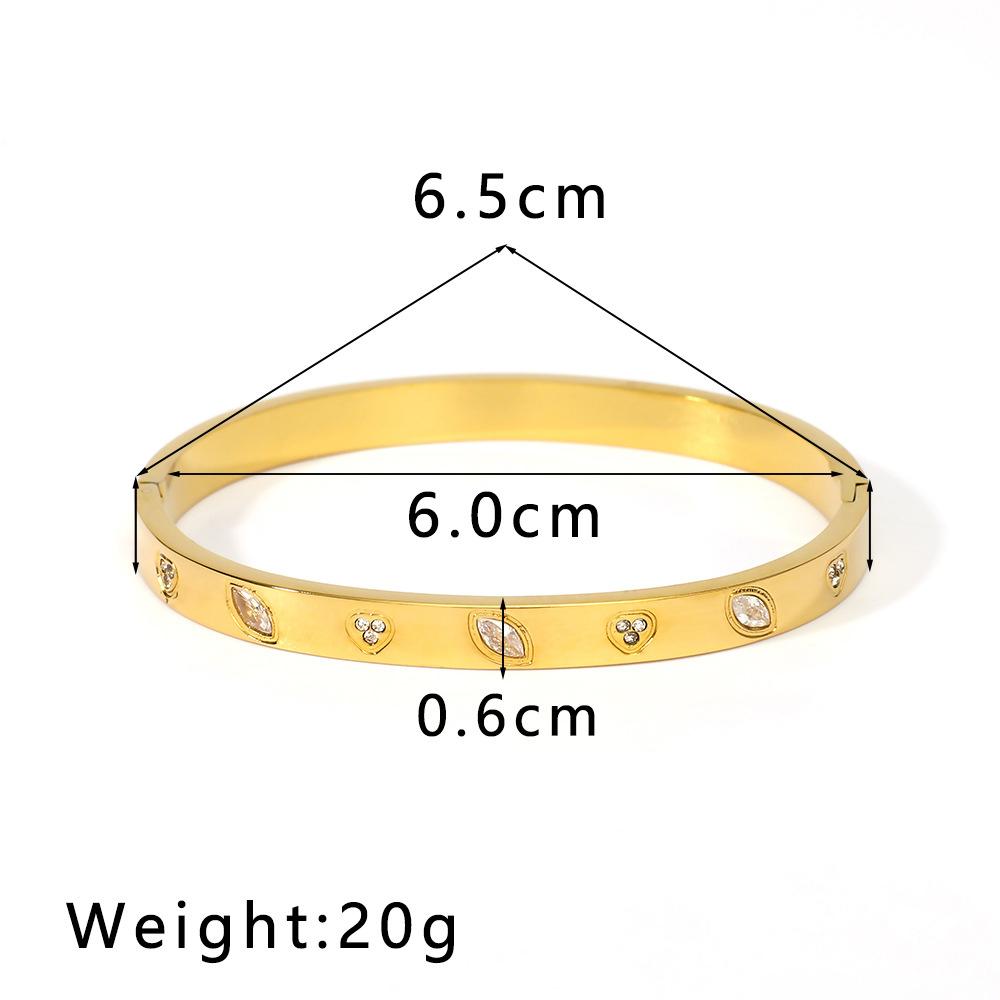 6mm Stainless Steel Zirconia Charm Bangle For Women Gold Color Rhinestone Bracelets
