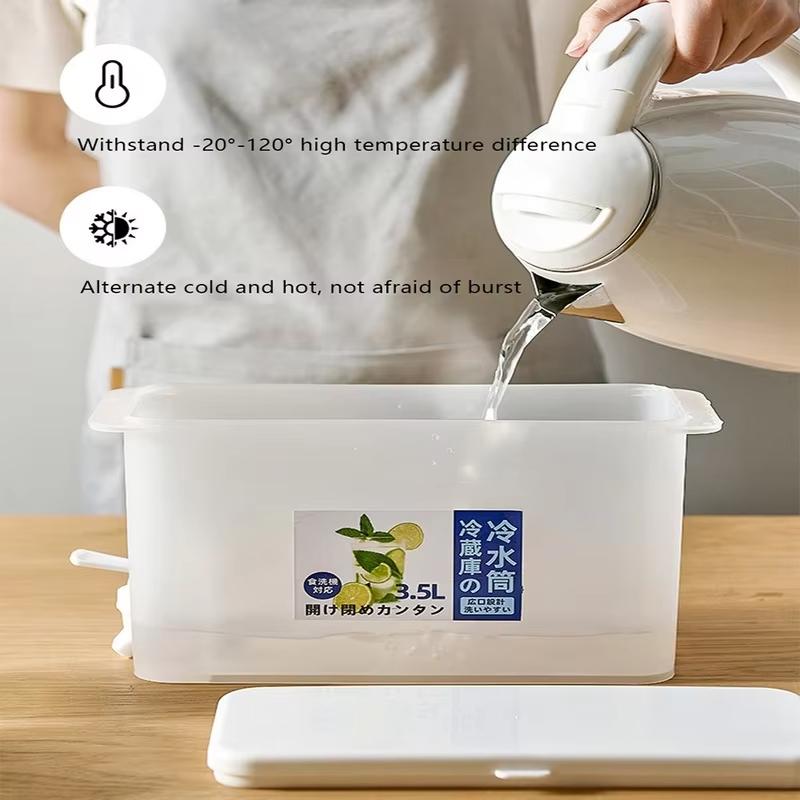 Effortless And Convenient 3.5 L Water Drink Dispenser Juice Container With Tap Large Capacity Cold Water Pitcher Drink Dispenser