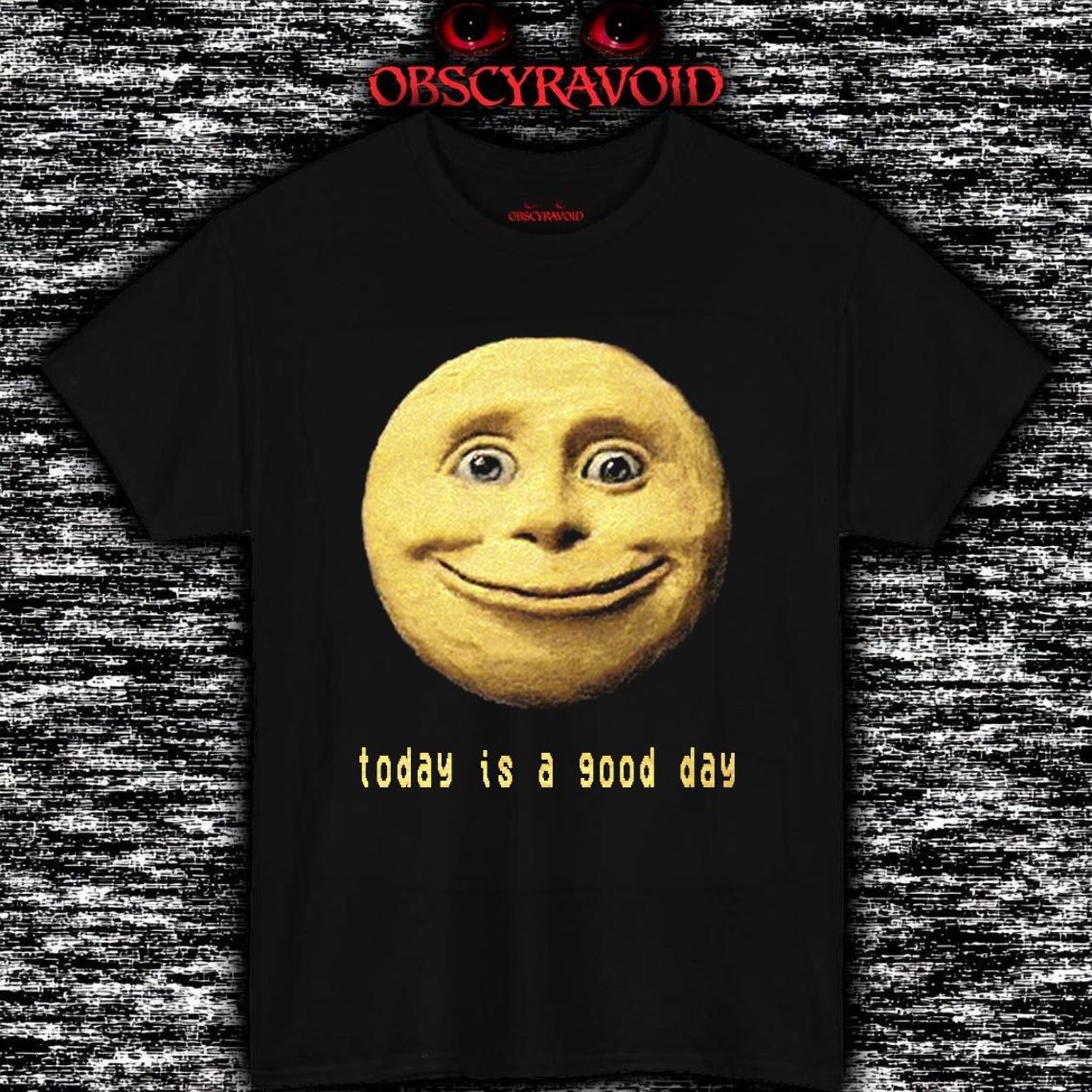 Creepy Smiling Moon Face T-Shirt Surreal Horror Meme Tee, Dark Humor Shirt, Weirdcore S