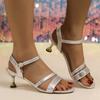 Dámské sandály Peep Toe Vysoké podpatky Třpytivé Módní Jednobarevné Sandály s páskem ke kotníkům Svatební boty Zapatos De Mujer