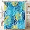 Blue Leaves Shower Curtain Bathroom Decor with Green Accents for Modern Home Design Printed Fabric Waterproof Washable Backdrop