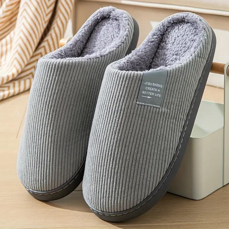 Winter New Cotton Slippers Couple's Solid Color Home Indoor Slippers with Plush Comfortable Plush Slippers