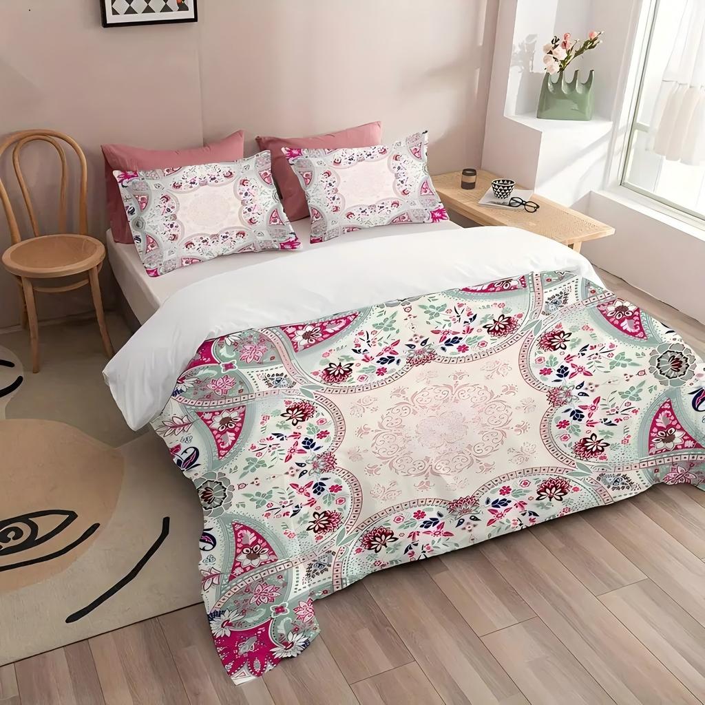 Pink Paisley Pattern 3D Printed Duvet Cover Fashion Bohemian Style Luxury Bedding Sets Soft Comfortable Quilt Cover Pillowcase