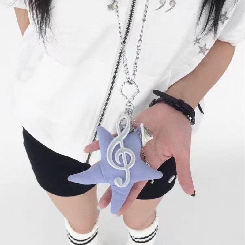Plüschstern und Musiknote Anhänger Halskette mit weichem samtigem Anhänger für Damen Mädchen Trendiger Schmuck Geschenk