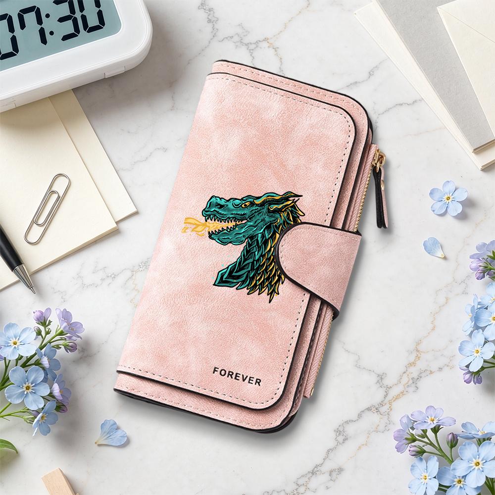 Stylish Dragon Pattern Long Wallet Multi Card Slot Daily Portable Purse