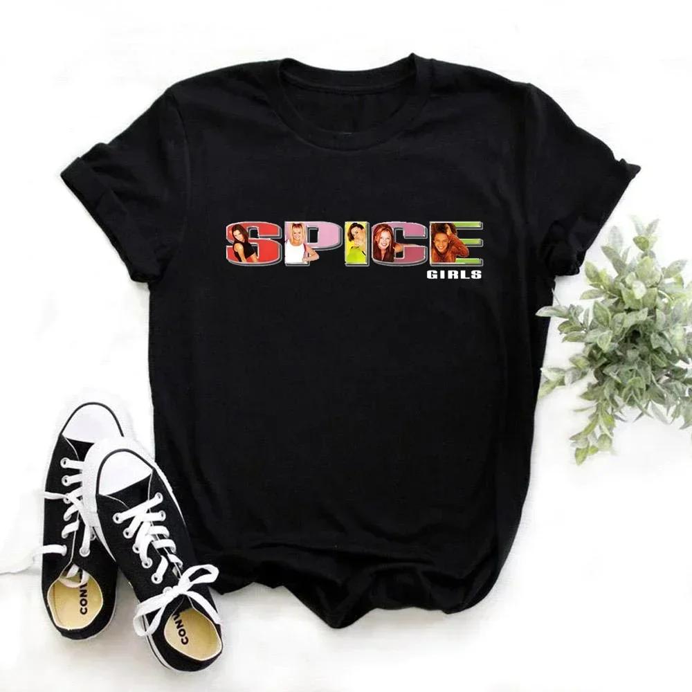 Spice Girls T-shirt Women Cartoon Tee Short Sleeve Fashion Girls T Shirt Four Season Print Anime Tops Tees Clothes Female