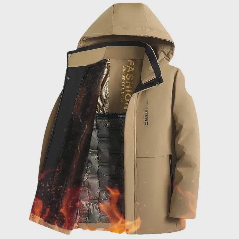 Graphene Cotton Mid-Length Winter Jacket for Men 2024 – Ideal for Middle-Aged & Elderly, Plus Velvet Thick Dad Wear